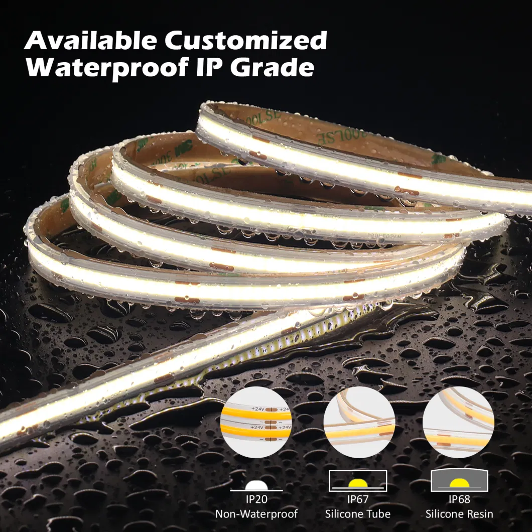 High Quality Custom 12V 24V Flexible LED Rope COB LED Strip Light