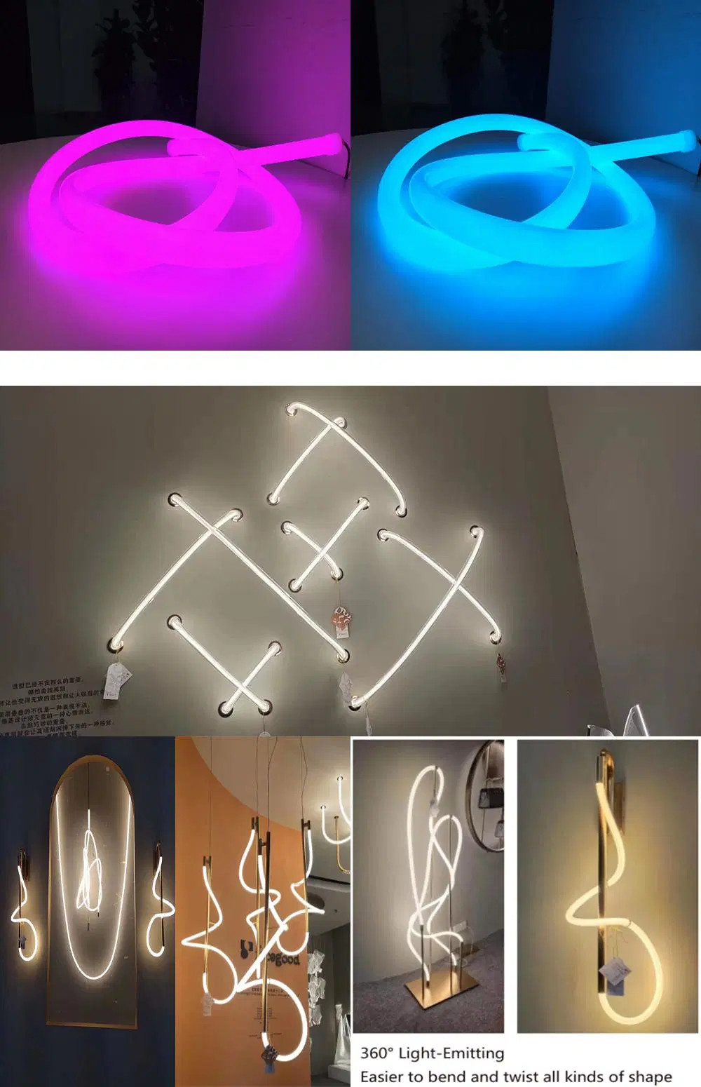 Flexible Super Bright Mix Colors 5050 SMD Rgbww 24V RGBW Strips 360 Degree RGBW LED Neon Flex